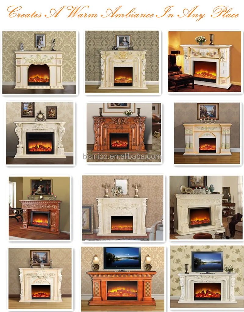 Estilo Francés De Lujo Chimenea Eléctrica Decorativa,Clásica Chimenea