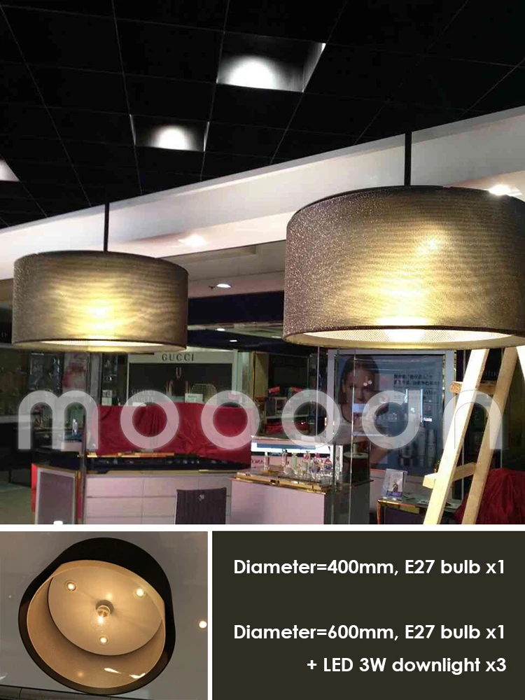Custom made Top Grade Black Gold Double Layers Fabric Art Dining Room Pendant lamp,M9163