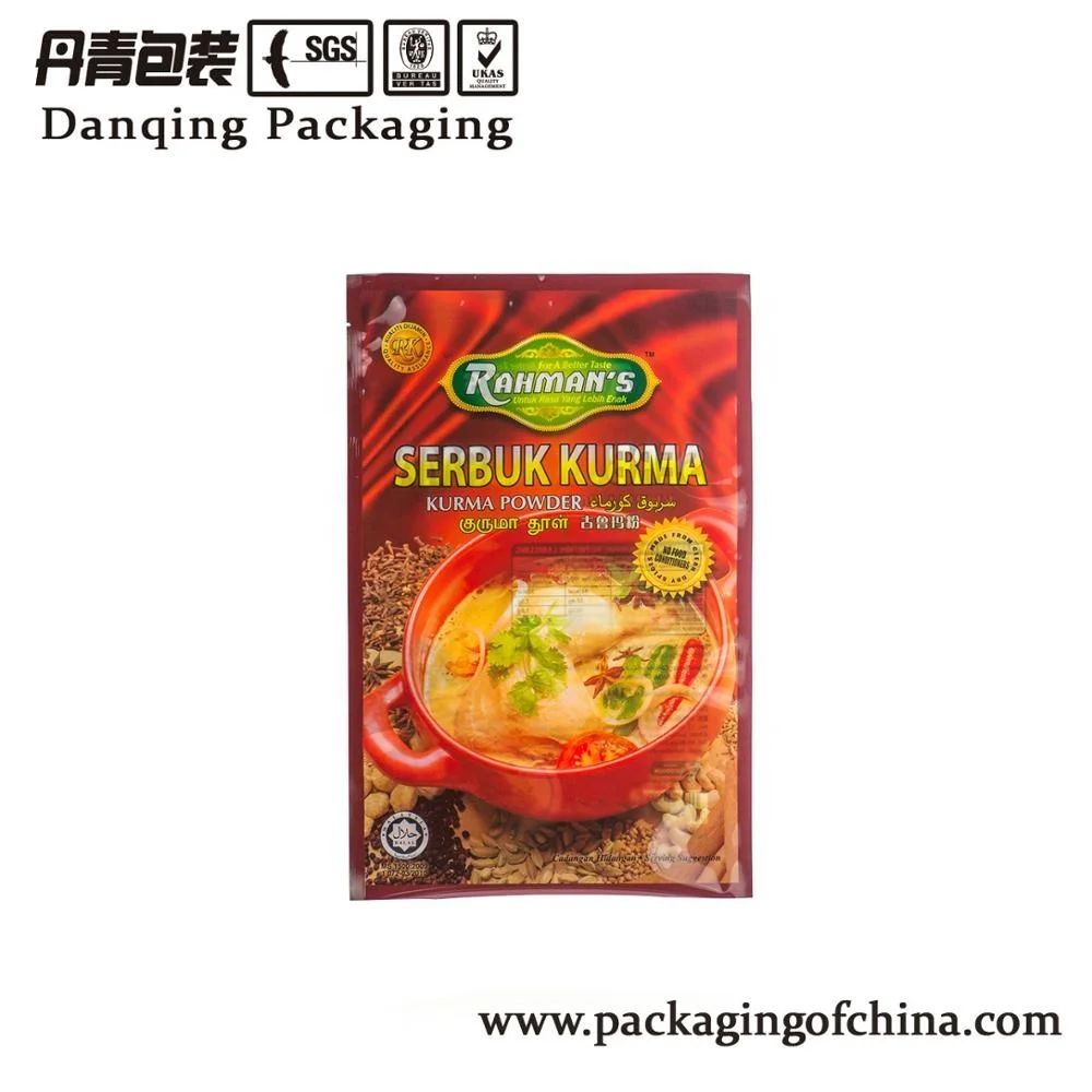 Customized Three Side Sealed Food Grade Pouch Plastic Packaging Bag For seasoning