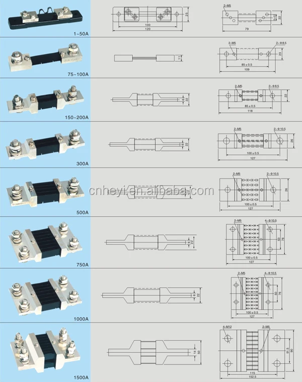 Qianqian56 FL-2 DC Shunt 10/15/20/30/50 A 75 mV Résistance Shunt pour compteur de courant CC Ampèremètre 