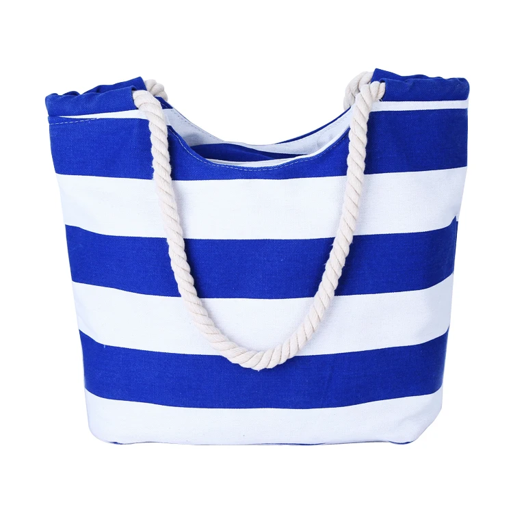 Women/'s Beach Canvas Bag Fashion Stripes Printing Handbag Ladies Large Tote Bags