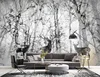 3D wallpaper wall mural PVC vinyl textile hand paint forest and erk north euro simple classic design for Tv Wall Background