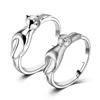 Silver Plated Cat Rings For Women Jewelry Beautiful Finger Adjustable Open Rings For Party Birthday Gift