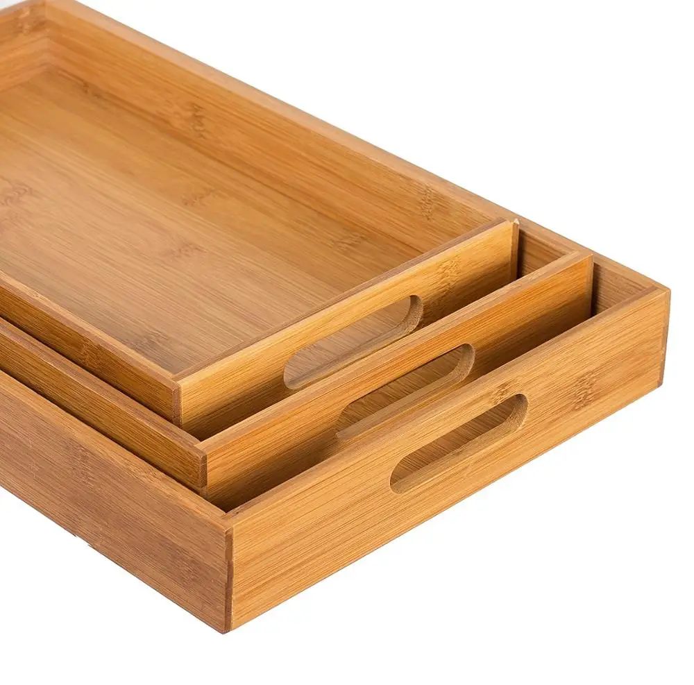 3 Pc Bamboo Breakfast Bed Traysthe Trays Cut Out Handles Buy Bamboo Traybreakfast Tray