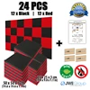 New 24pcs Black and Red Bundle Egg Crate Convoluted Acoustic Panel Sound Absorption Foam 50x50x3cm KK1052