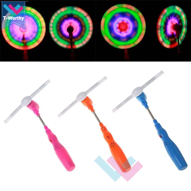 UNIQUE FLASHING LIGHT UP LED SPINNING MUSIC WINDMILL STRIP SHAPE CHILD TOY GIFT 