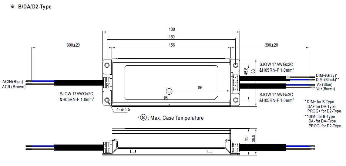 Original Meanwell ELG-75-12B IP67 Waterproof 0-10V Dimmable 230V to 12V DC 5A 60W LED Driver
