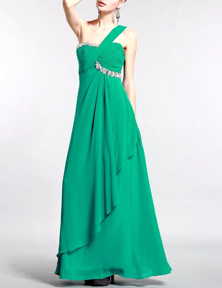2017 Fashion Green Crystal Maxi Evening Dress Latest Party Dress ...
