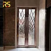 hotel main gate stainless steel frame with glass entrance door laser cut hollow out designed entry front door