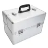Pro 14"x9"x10"Aluminum Makeup Train Case Cosmetic box with Kay Silver
