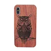 Cute Animal Owl Wolf Cat Engraving Wood Phone Cover Case For iPhone X Custom Wood Case