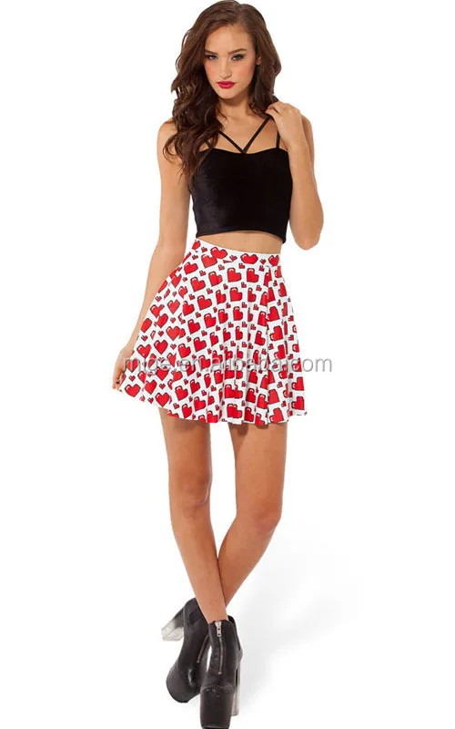 Digital Heart Printing Skirt Hot Girls Short Skirt Girls Sexy Short ...