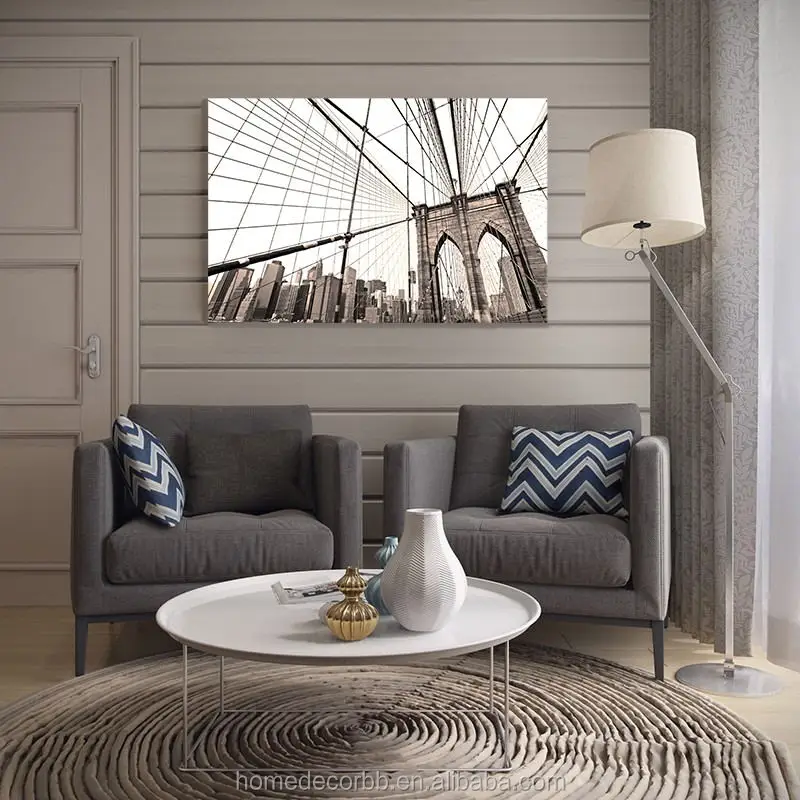 Retro new york brooklyn bridge ontwerp canvas schilderij voor ...
