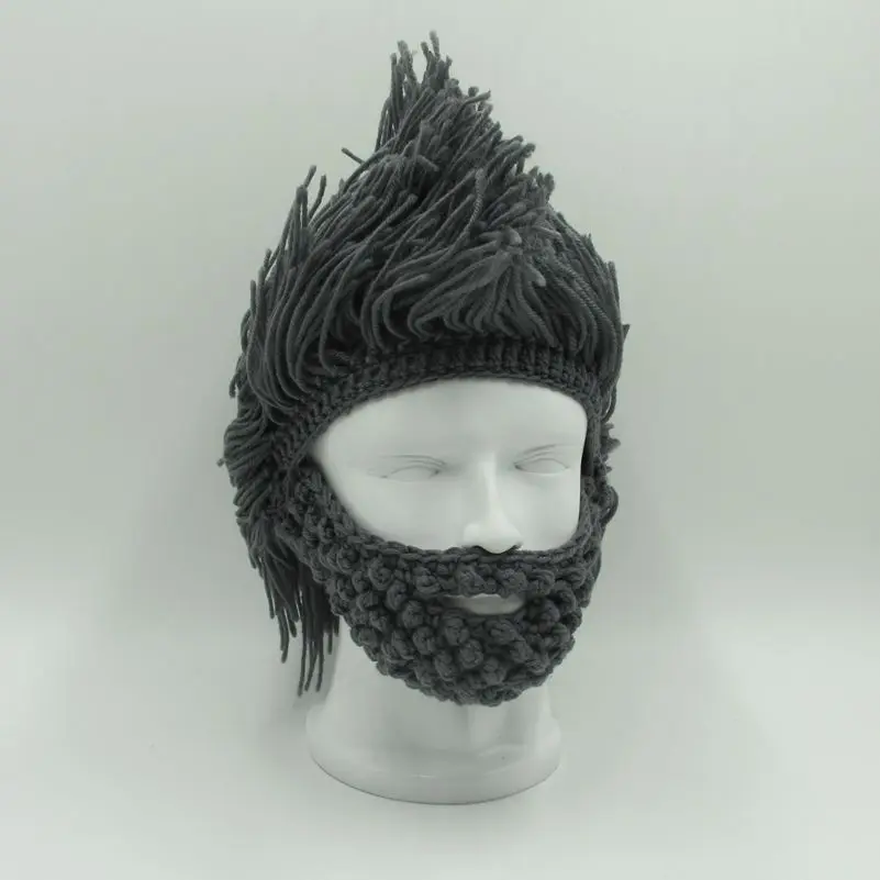 Wig Beard Hats Hobo Mad Scientist Caveman Handmade Knit Warm Winter Cap Men Women Halloween Gifts Funny Party Beanies 5 Colours