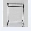 free standing movable garment display rack on wheels metal tube clothing rolling rack garment running rail