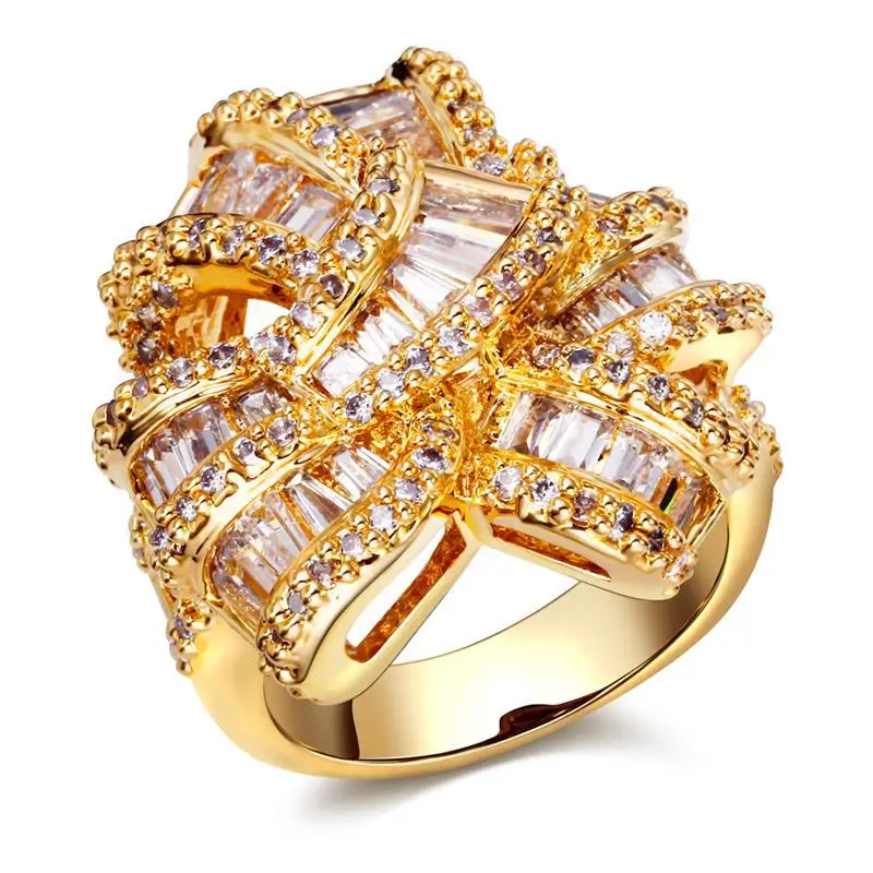 Luxury women s Designer rings unique jewelry 18k gold plated micro pave setting with cubic zirconia