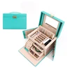 Travel case pu leather mirror storage packaging multi-drawer jewelry box