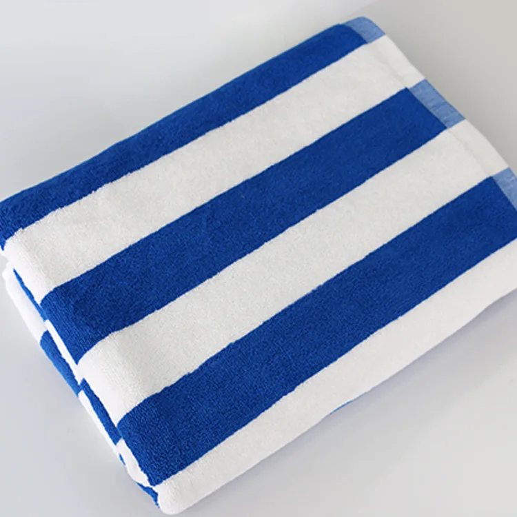 blue and white striped towels