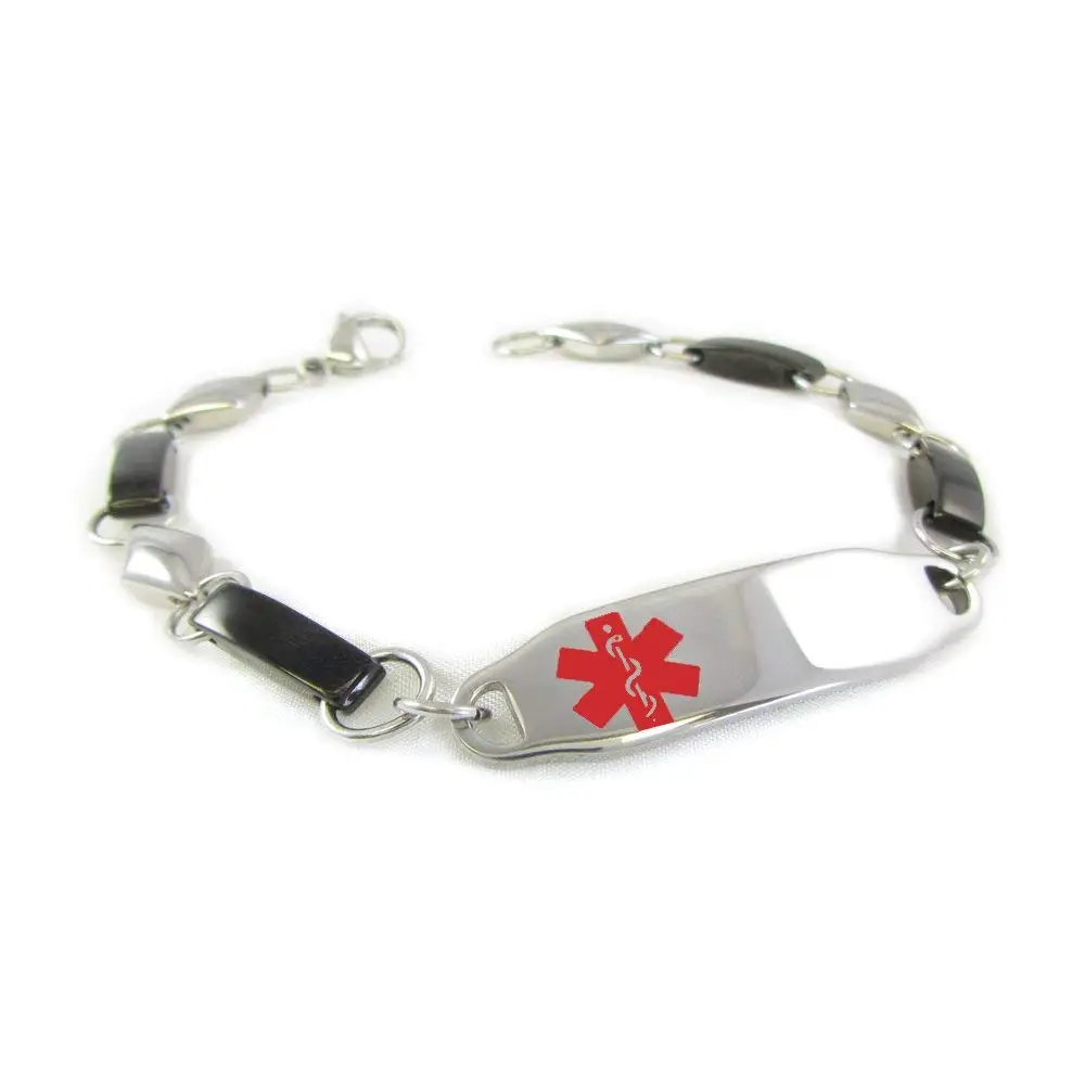White Pre-Engraved /& Customized Treenut Allergy Alert Bracelet My Identity Doctor Customized Red Millefiori Glass