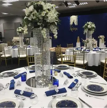 Elegant Tall Hanging Crystal Column Flower Stand Table Top Wedding