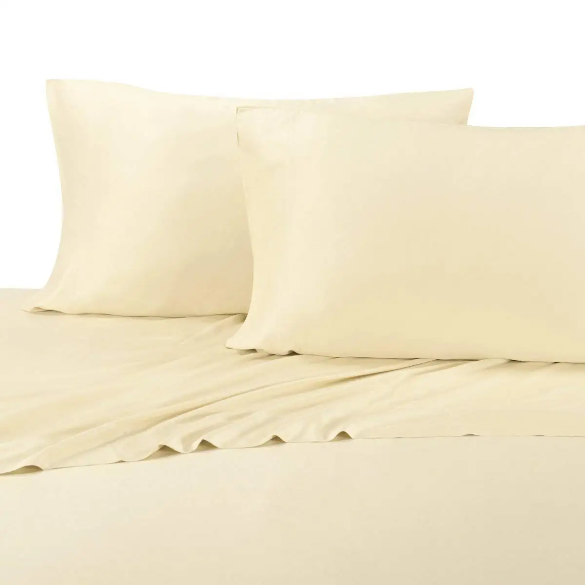 Silky and Soft Bamboo Blend Sheets, 60% Viscose from Bamboo / 40% Cotton Hybird Weave Sheet Set, Hypo-Allergenic, 18" Pockets, Ivory, 5 Piece Split King (Adjustable Bed) Size Deep Pocket Sheet Set