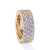 Wholesale Micro Paved 3 Rows Cubic Zircon Wedding Rings Male Engagement Ring Party Jewelry