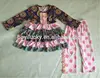 new designs smocked baby ruffle dress match pants boutique set wholesale paisley pattern children's clothing