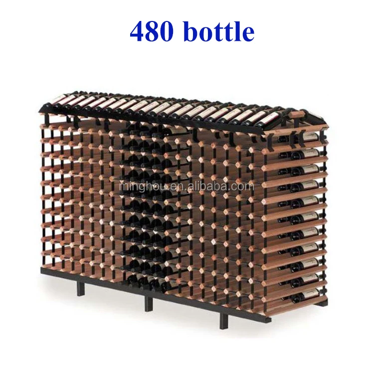 240 Bottle Commercial Wine Display Stand Raw Timber Color Two Side