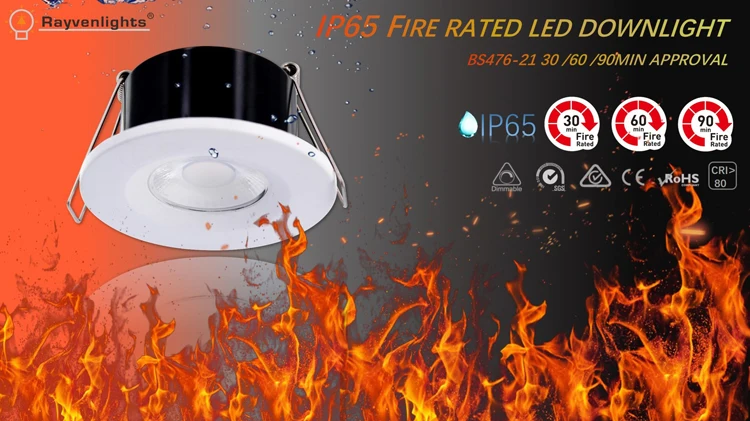 SGS approval IP65  SMD Fire Rated LED Downlight UK market 30mins/ 60mins/90mins
