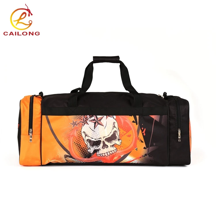 Wholesale OEM skull pattern men sports duffel travel bags