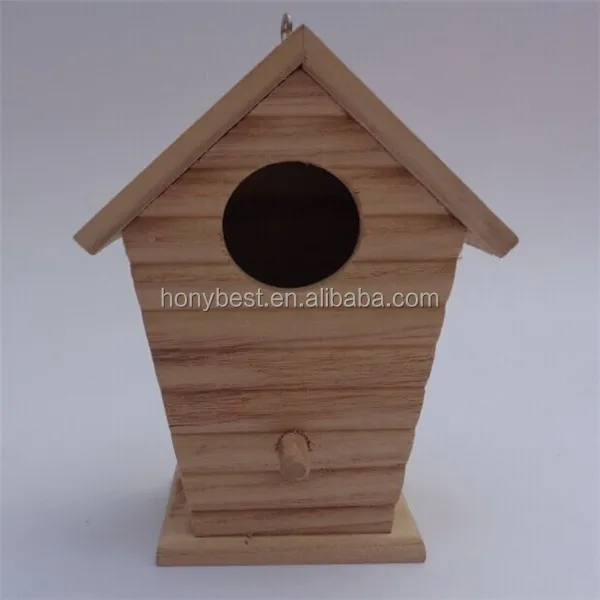 New Unfinished Wooden Bird House/bird Feeders Wholesale Wood Bird Nest
