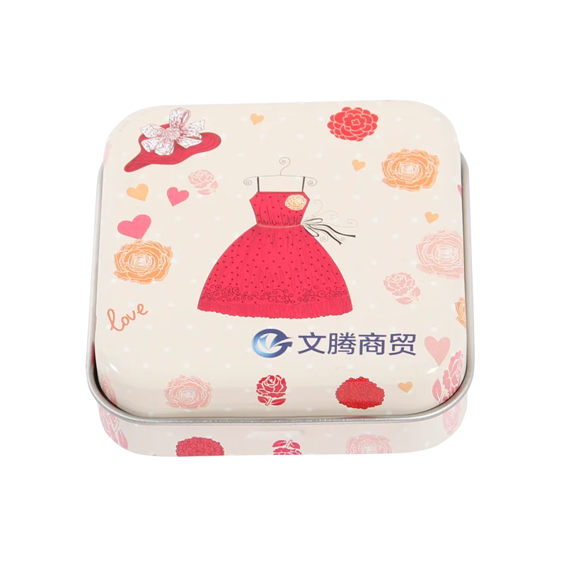 Square Hinged Lid Cosmetics Make Up Decorative Small Miniature Tin Box With Plastic Insert Buy