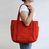 wholesale cheap fashion recycled blank canvas college bag ruffle tote bags