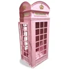 Customized antique london public telephone booth for sale(SDT0002)traditional metal outdoor decoration pink telephone booth