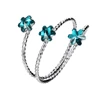 blue flower decoration twist curl silver jewelry ring