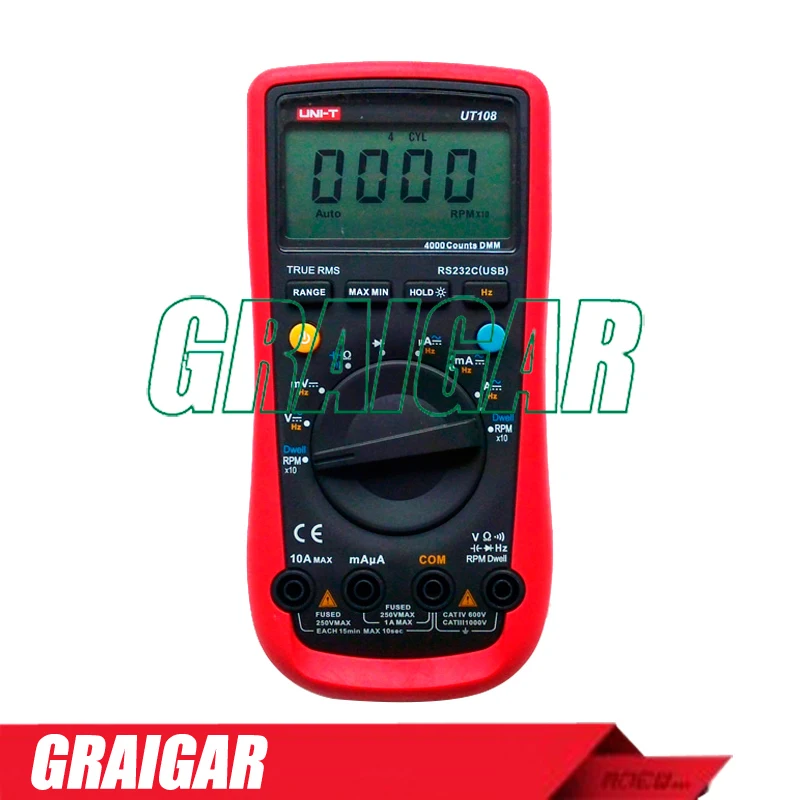 Handheld Automotive Multipurpose Meters Unit Ut108 Digital Automotive Multimeter Auto Range Ac