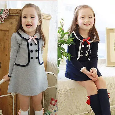 2016 Summer Baby Kids Girls One piece Long Sleeve Party Wedding Bowknot Gown font b Fancy