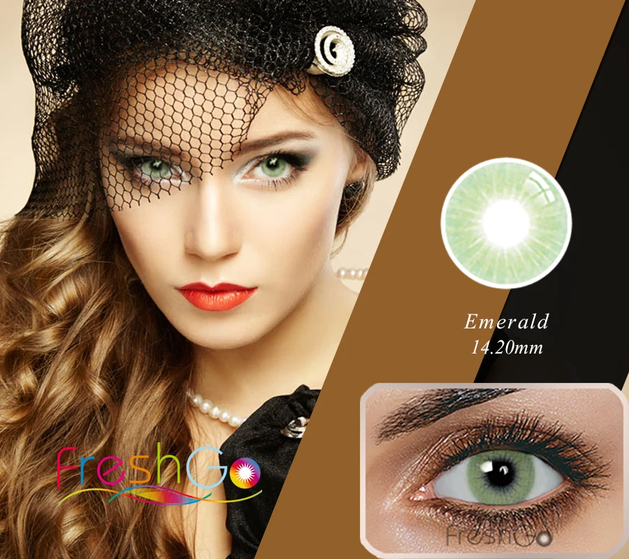 2019 Hot Sale Freshgo Natural 13 Color Ochre Contacts Lens Soft Colored Yearly Power Circle Eye