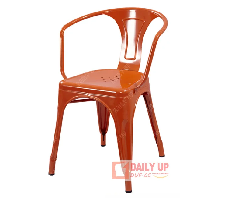 Balcony Bar Stool Chair with Padded Outdoor Metal Bar Chair Steel Stackable Metal Bar Stools