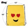 EMOJI Assorted Emoticon Party Favors Drawstring Backpacks for Kids Teens Girls Boys Gift Halloween