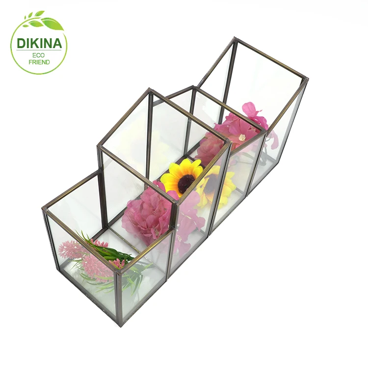 TOP brass square hexagon candy display container with lid || Art Sculpture tall glass vases acrylic lucite wedding centerpieces