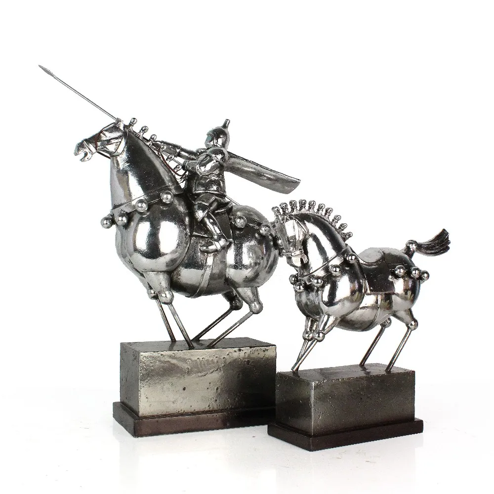 Resin Black Roman Soldier Riding Horse Figure Model Home Decor Ornaments factory