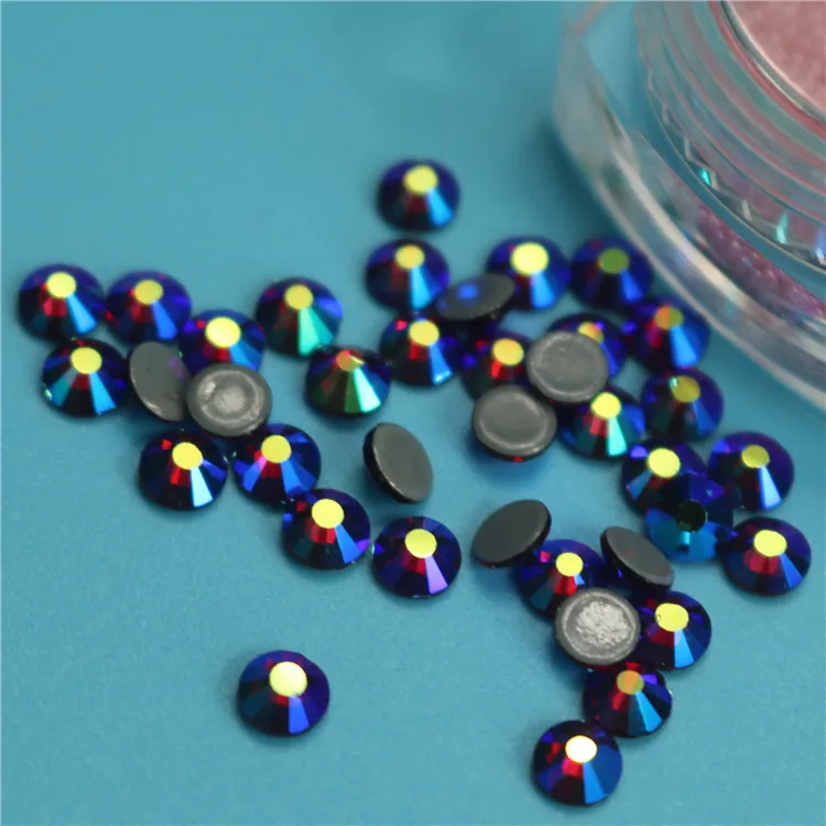 Best quality siam ab hotfix rhinestones, flatback rhinestones factory