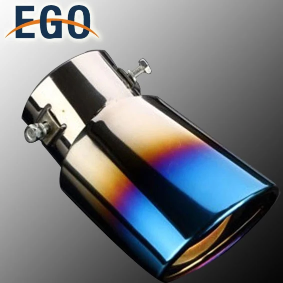 Slant Burnt Blue Titanium Car Modification Metal Exhaust Muffler Tail