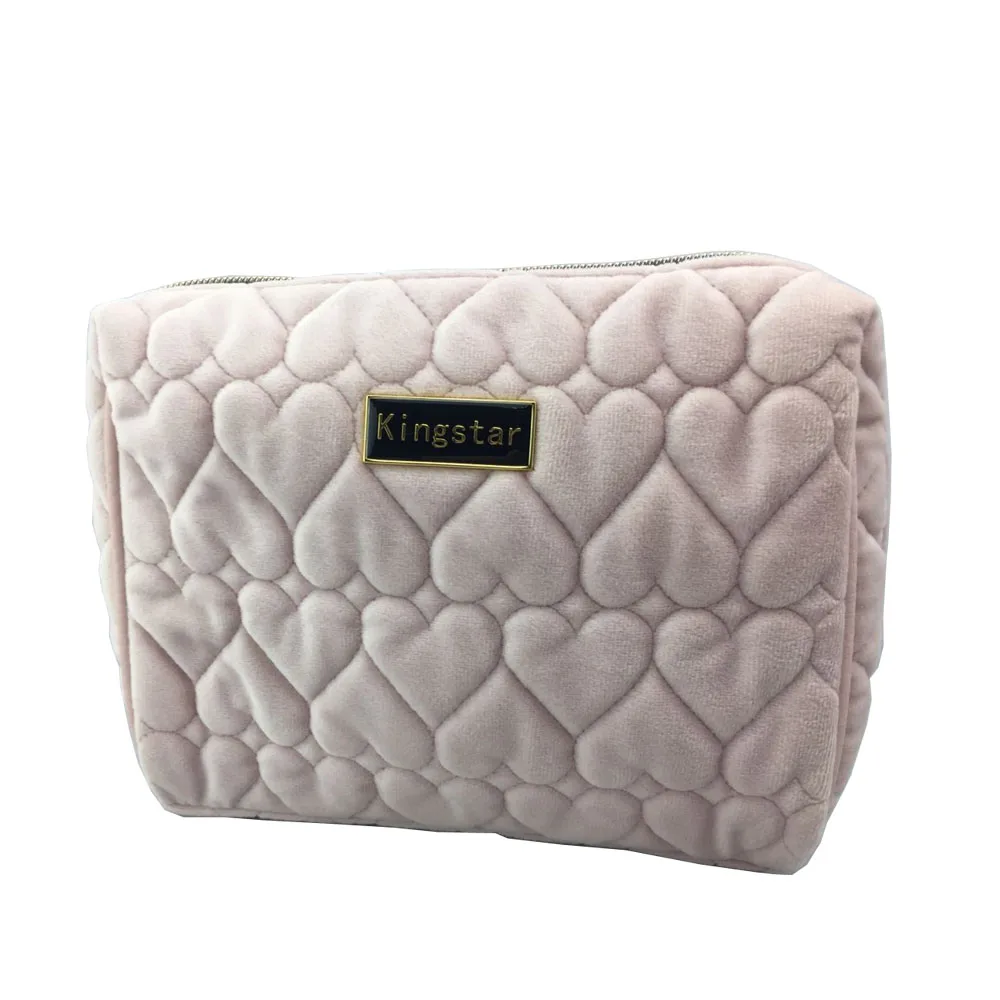 quilted velvet travel makeup bag