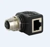 Right Angle 4 Pole M12 Socket to 8 Pole RJ45 Socket Adapter
