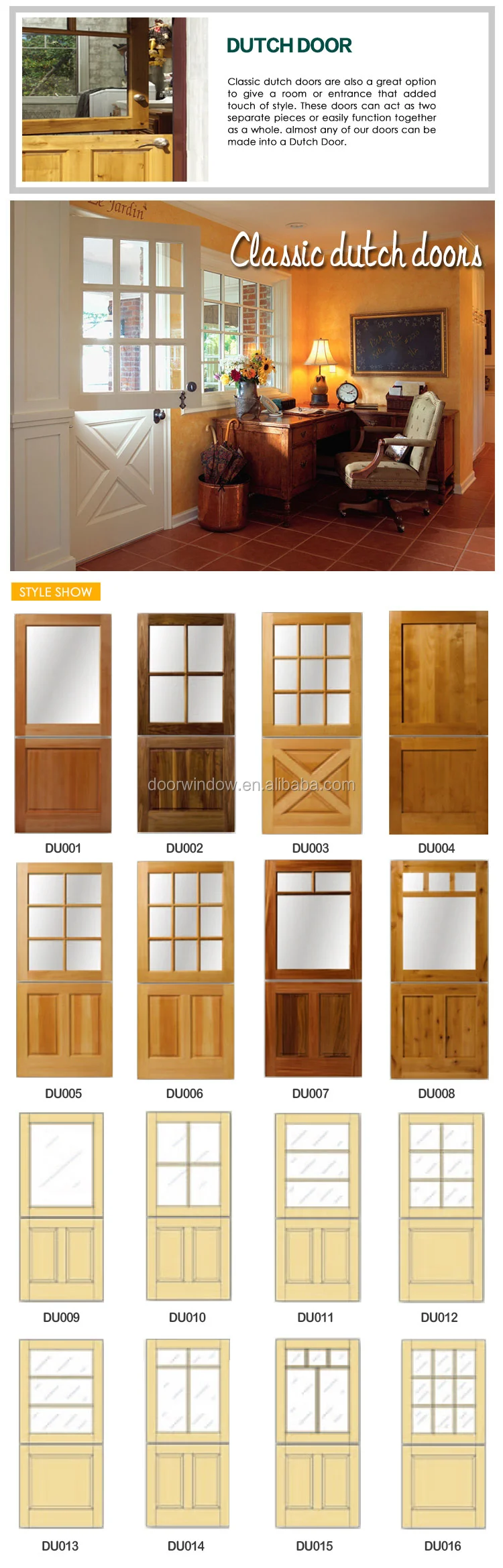 Hot sale 48 inches exterior doors wooden dutch door with hardware
