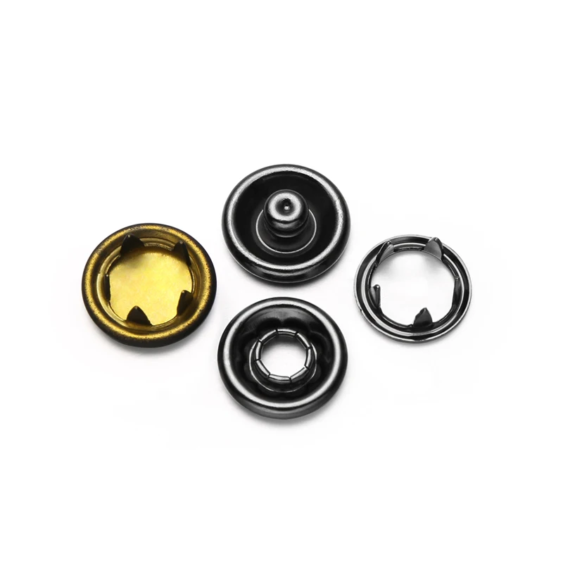 Custom 13L Black Enamel Cap Brass Metal Ring Prong Snap Button Fastener 