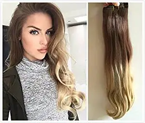 Buy 20 Inches Full Head Ombre Dip Dyed Loose Curls Wavy Curly Clip