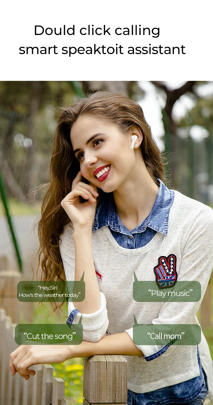 TWS BT V5.0 Earphone Wireless earbuds Noise cancelling headphone HIFi Earpieces With Mic For Iphone 7/8/X/XS